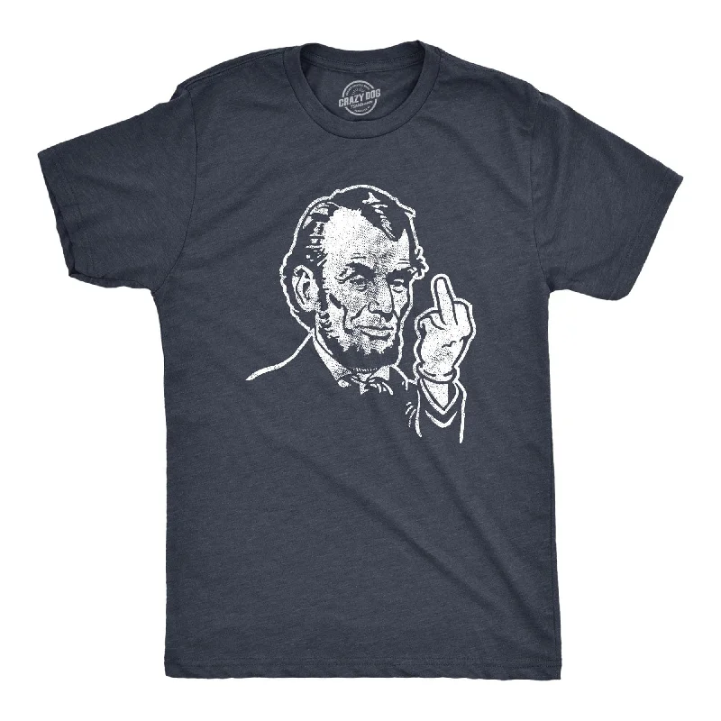 Men's slim - fit graphic t - shirts with vintage rock band printsAbe Lincoln Middle Finger Men's T Shirt