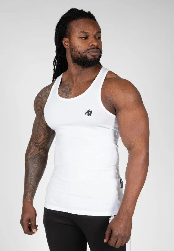 men's tank tops with deep armholesAdams Stretch Tank Top - White