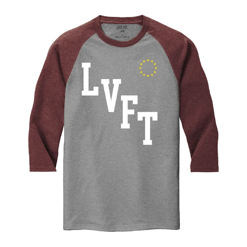 Men's polo t - shirts with a contrast collar for a preppy lookAll Star Raglan Tee - Heather Grey / Burgundy