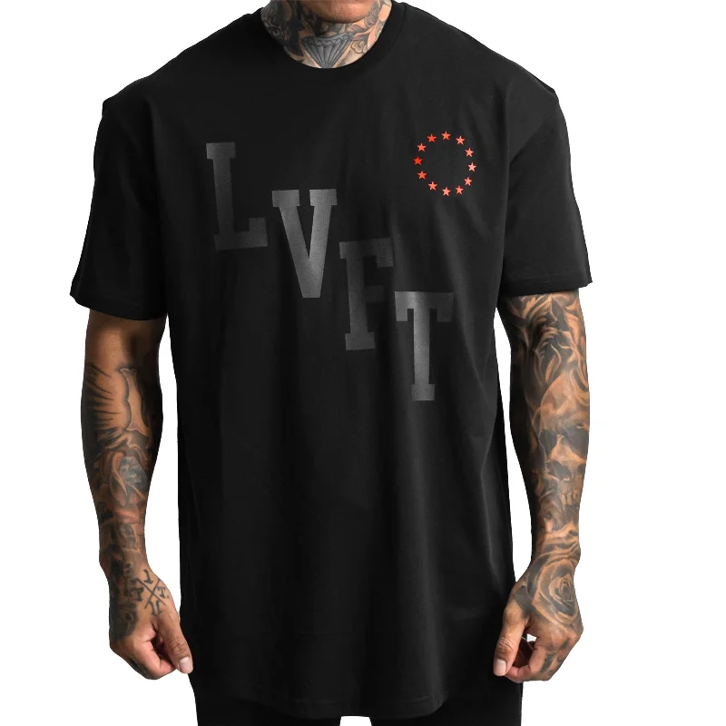 Men's button - front t - shirts with a unique artistic printAll Star Blackout Scallop Tee
