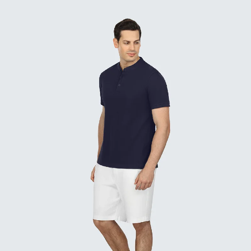 Men's jacquard woven polo shirts with intricate designsSapphire Short Sleeve Pique Henley Men's jacquard woven polo shirts with intricate designsSapphire Short Sleeve Pique Henley