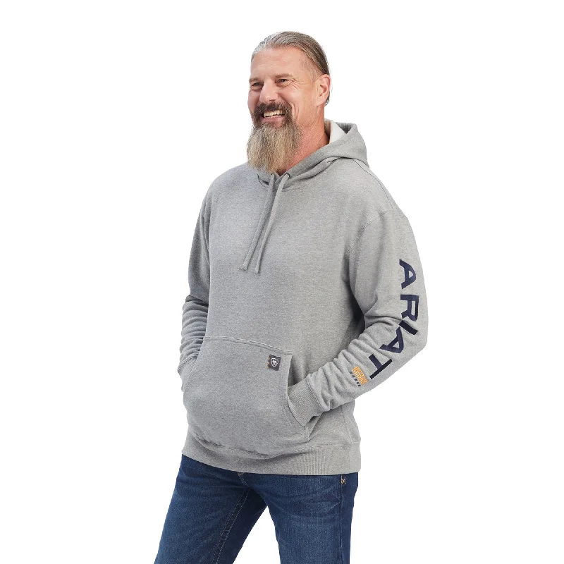 Men's smart - casual checkered t - shirts for semi - formal occasionsAriat Men's Rebar Graphic Hoodie_Heather Grey