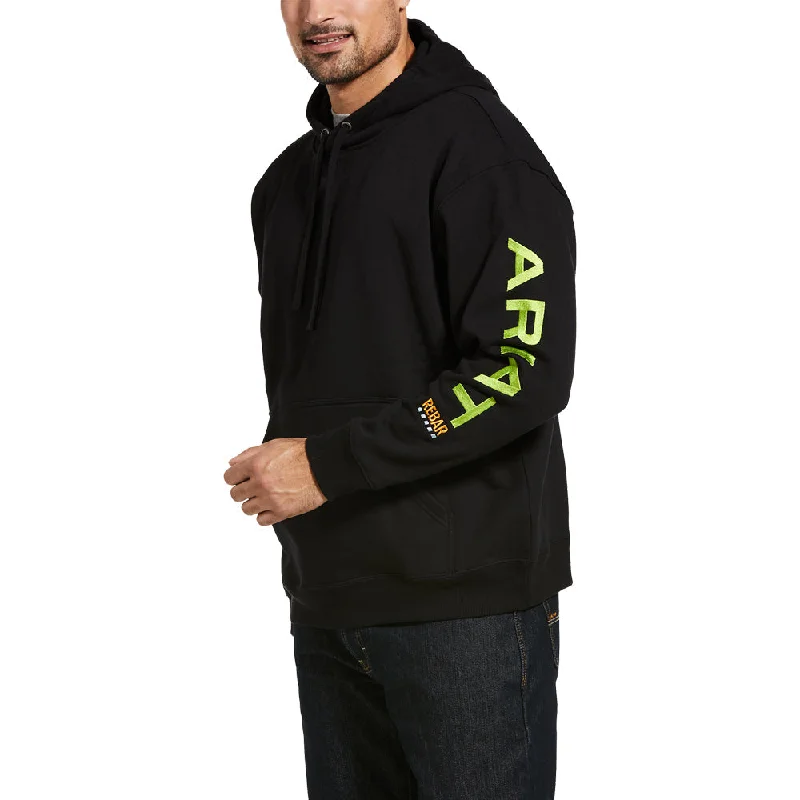 Men's polo t - shirts with a contrast collar for a preppy lookAriat Men's Rebar Graphic Hoodie_Black