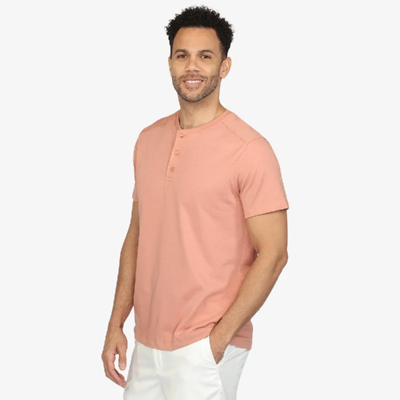 Men's two - tone stripe polo shirts with a preppy styleAsh Rose Short Sleeve Henley