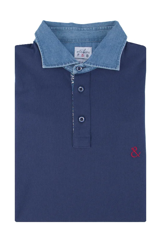 Men's slim fit short sleeve polo shirts with contrast collarsAtelier LS Polo Shirt Navy Men's slim fit short sleeve polo shirts with contrast collarsAtelier LS Polo Shirt Navy