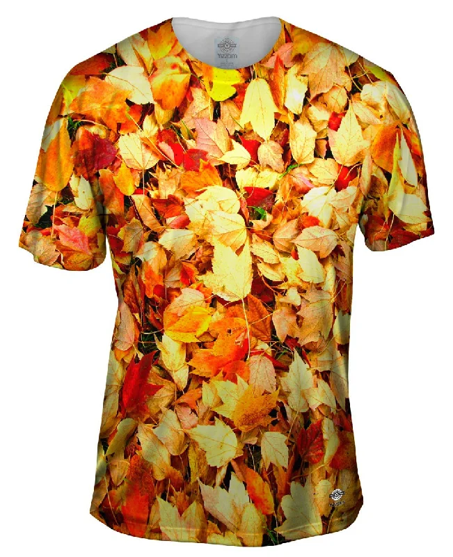 Men's button - front t - shirts with a unique artistic printAutumn Leaves