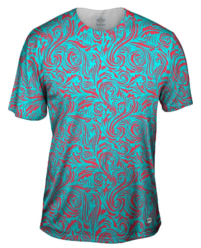 Men's v - neck muscle t - shirts for a body - building aestheticAutumn Me Red Leaf Swirls Pattern