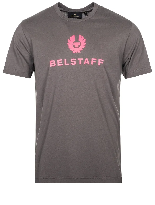Men's button - front t - shirts with a unique artistic printSignature T-Shirt Neon Pink