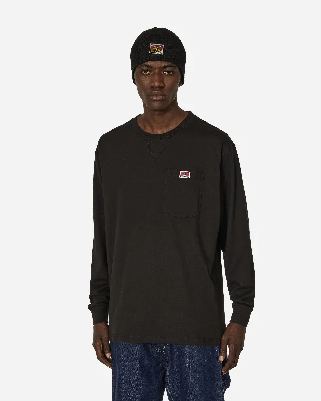 Men's smart - casual checkered t - shirts for semi - formal occasionsHeavy Duty Classic Label Pocket Longsleeve T-Shirt Black
