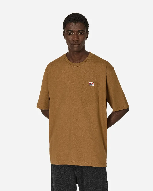 Men's slim - fit graphic t - shirts with vintage rock band printsHeavy Duty Classic Label Pocket T-Shirt Coyote Brown