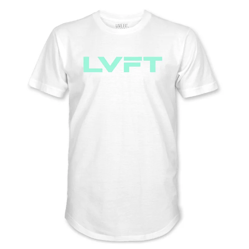 Men's mock - neck t - shirts with a modern and sleek styleBold Slate Scallop Tee - White / Mint