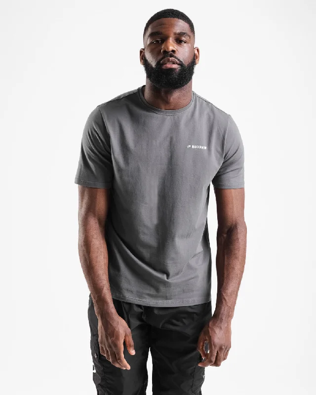 Men's smart - casual checkered t - shirts for semi - formal occasionsBOXRAW Logo T-Shirt - Charcoal