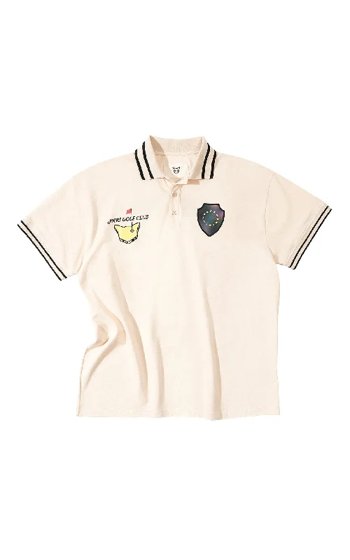 Men's formal - style silk blend polo shirts for special occasionsBEIGE GOLF CLUB POLO Men's formal - style silk blend polo shirts for special occasionsBEIGE GOLF CLUB POLO