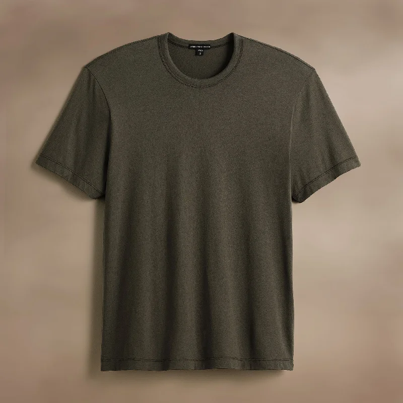 Men's antimicrobial t - shirts for odor - free freshness during travelBrushed Lotus Crew - Army Green
