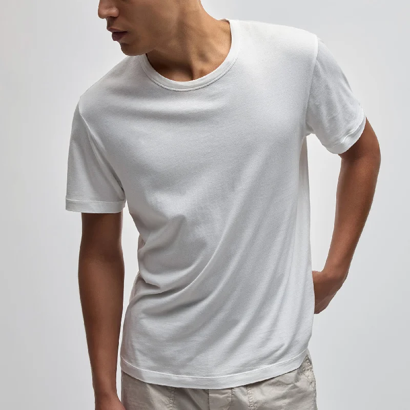 Men's antimicrobial t - shirts for odor - free freshness during travelBrushed Lotus Crew - White