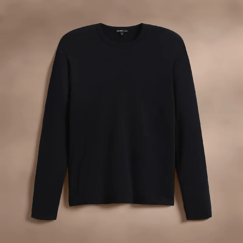 Men's smart - casual checkered t - shirts for semi - formal occasionsBrushed Lotus Long Sleeve Crew - Black