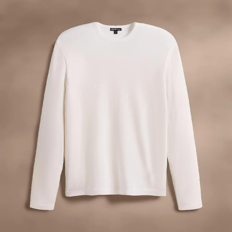 Men's short - sleeve linen t - shirts for summer beach outingsBrushed Lotus Long Sleeve Crew - White