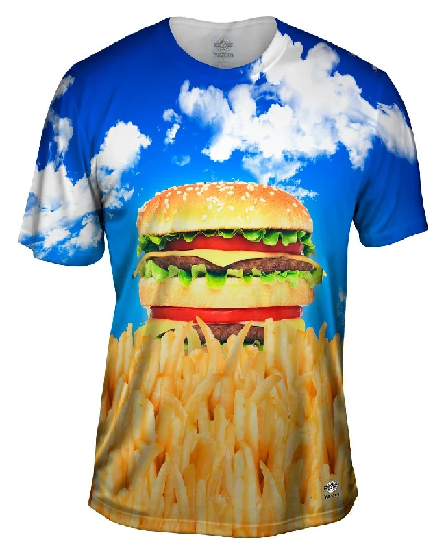 Men's antimicrobial t - shirts for odor - free freshness during travelBurger Fry Sunrise
