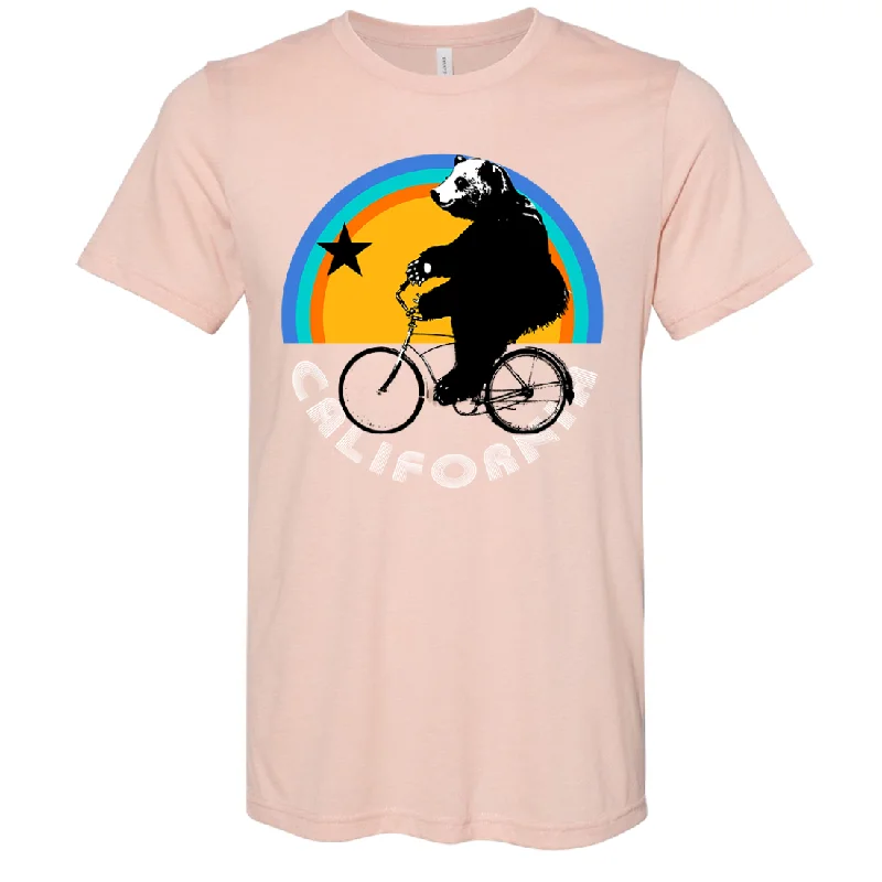 Men's antimicrobial t - shirts for odor - free freshness during travelCalifornia Bear On Bike Asst Colors Sueded Tee