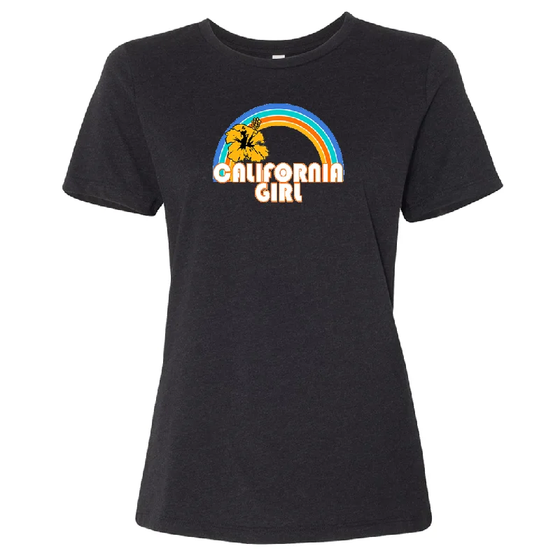 Men's organic cotton crew - neck t - shirts for everyday comfortCalifornia Girl Rainbow Hibiscus Women's Relaxed Jersey Tee