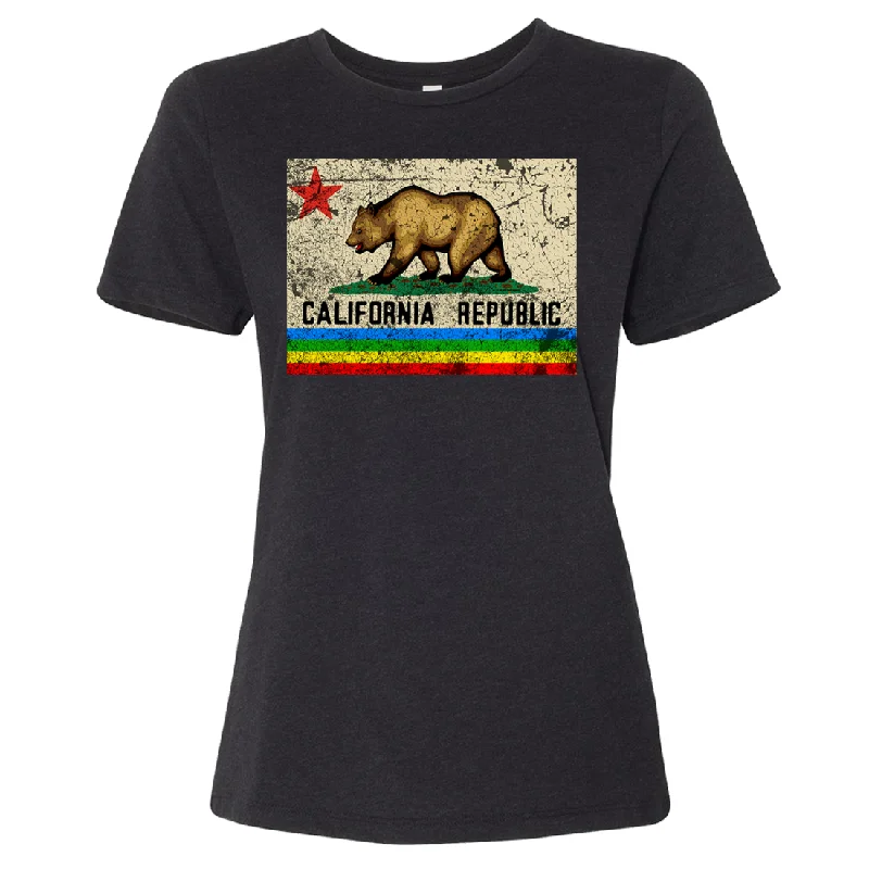 Men's lightweight performance t - shirts for running marathonsCalifornia Republic Rainbow Distressed Women's Relaxed Jersey Tee