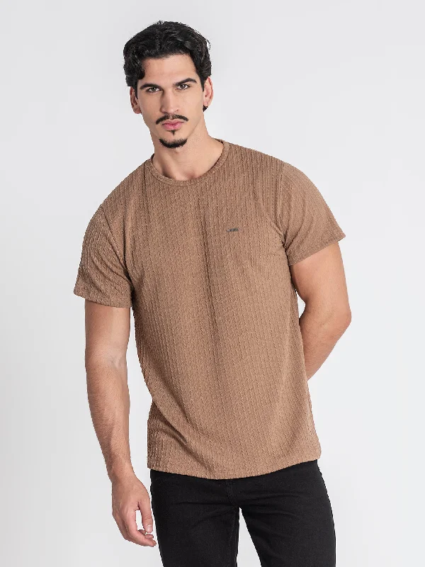Men's button - front t - shirts with a unique artistic printCamel Braid Tee