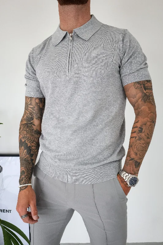 Men's reversible polo shirts with two different looksCapo Egyptian Cotton SS Zip Polo Shirt - Grey Men's reversible polo shirts with two different looksCapo Egyptian Cotton SS Zip Polo Shirt - Grey