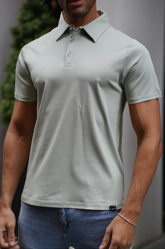 Men's luxury cashmere blend polo shirts in solid colorsCapo MERCERISED Polo Shirt - Sage Men's luxury cashmere blend polo shirts in solid colorsCapo MERCERISED Polo Shirt - Sage