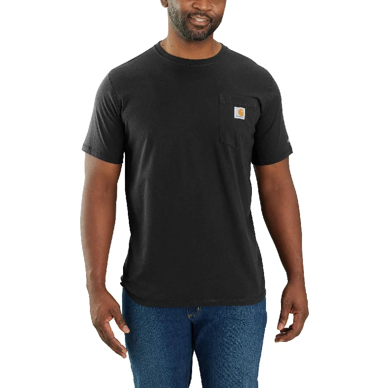 Men's distressed denim - look t - shirts with a rugged appealCarhartt Men's Force® Relaxed Fit Midweight Short Sleeve Pocket Tee_Black