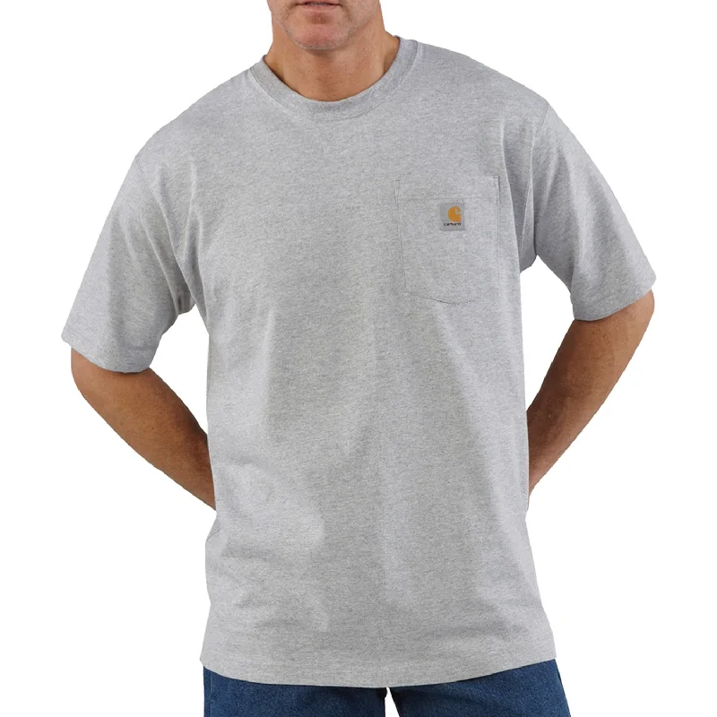 Men's distressed denim - look t - shirts with a rugged appealCarhartt Men's Short Sleeve Pocket T-Shirt_Heather Grey