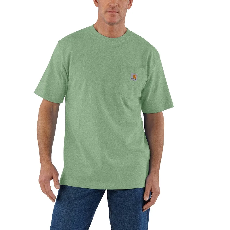 Men's long - sleeve henley t - shirts with button - down placketsCarhartt Men's Short Sleeve Pocket T-Shirt_Loden Frost Heather