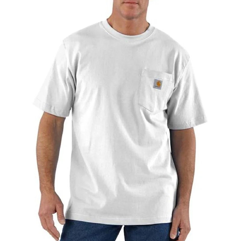 Men's button - front t - shirts with a unique artistic printCarhartt Men's Short Sleeve Pocket T-Shirt_White