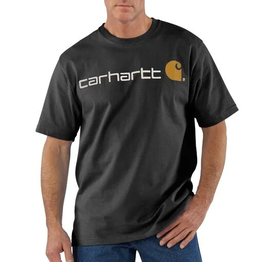 Men's printed Hawaiian t - shirts for tropical vacationsCarhartt Men's Signature Logo Short Sleeve T-Shirt_Black