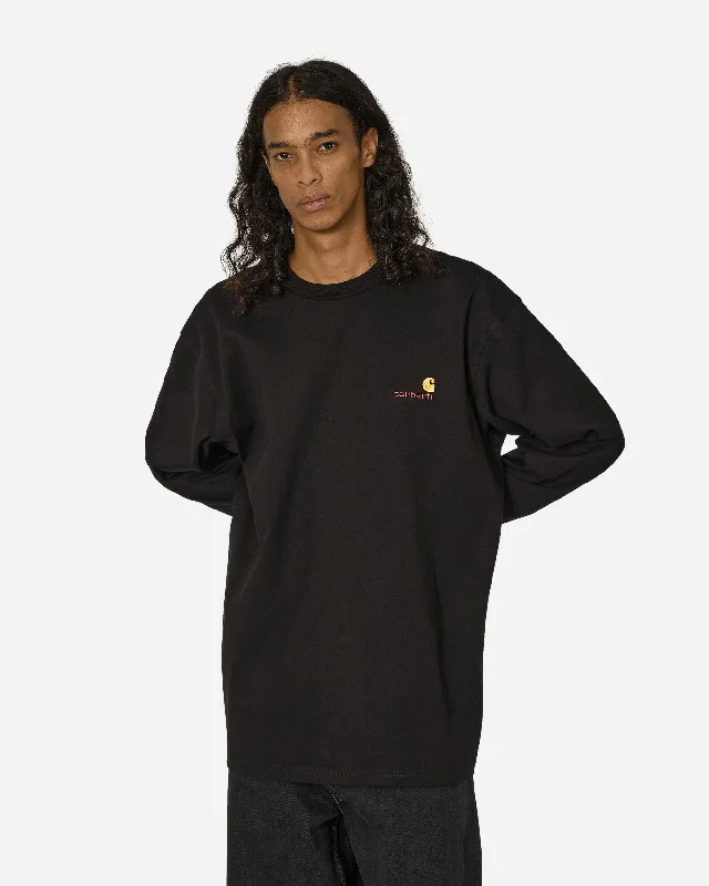 Men's ribbed t - shirts with a textured finish for added styleAmerican Script Longsleeve T-Shirt Black