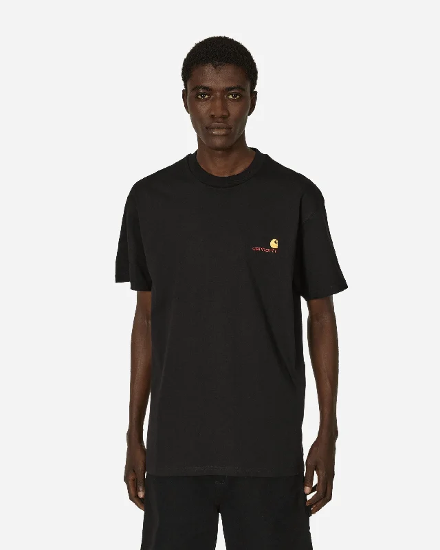Men's button - front t - shirts with a unique artistic printAmerican Script T-Shirt Black