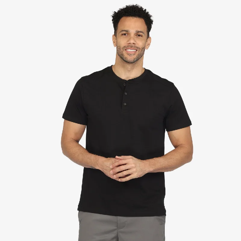 Men's ribbed cuffs and hem polo shirts for a textured lookCaviar Short Sleeve Henley