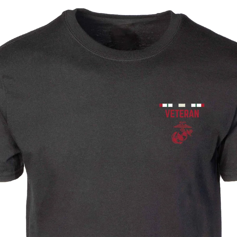 Men's short - sleeve linen t - shirts for summer beach outingsUSMC Personalized Conflict and Rank T-shirt - Left Chest