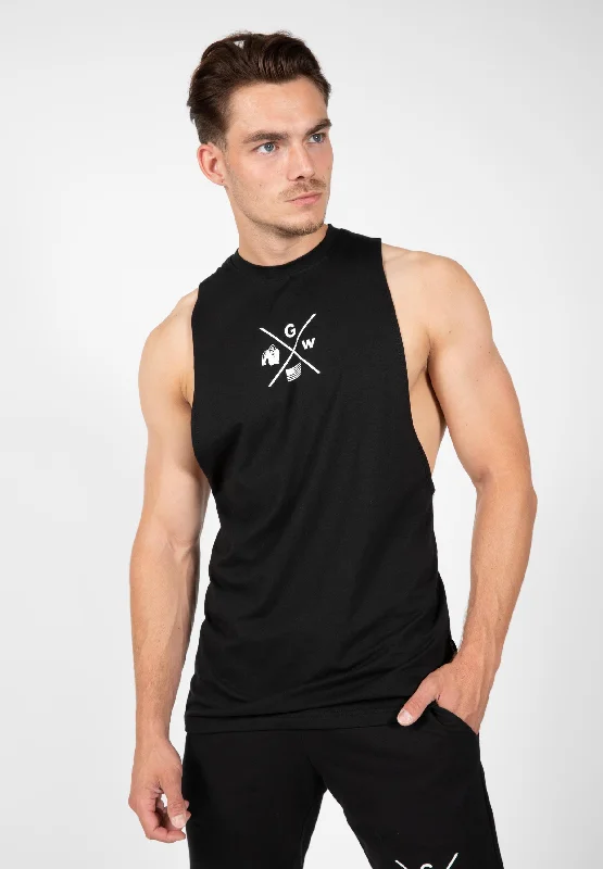 men's tank tops with henley necklineCisco Drop Armhole Tank Top - Black/White