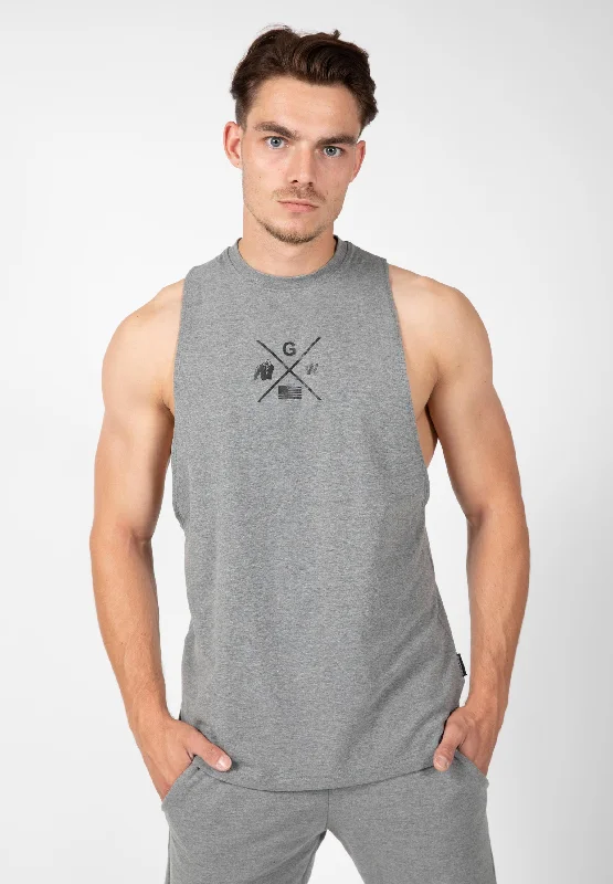 ribbed tank tops for menCisco Drop Armhole Tank Top - Gray/Black