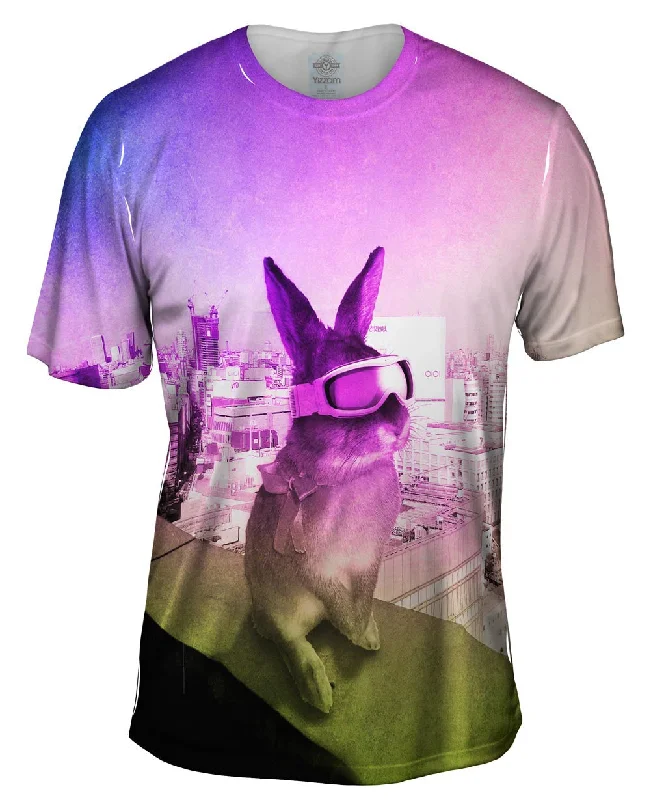 Men's button - front t - shirts with a unique artistic printCity Rabbit
