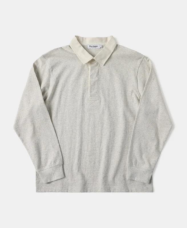 Men's formal - style silk blend polo shirts for special occasionsClassic Fit Jersey Tubular Rugby Shirt - Beige Gray Men's formal - style silk blend polo shirts for special occasionsClassic Fit Jersey Tubular Rugby Shirt - Beige Gray