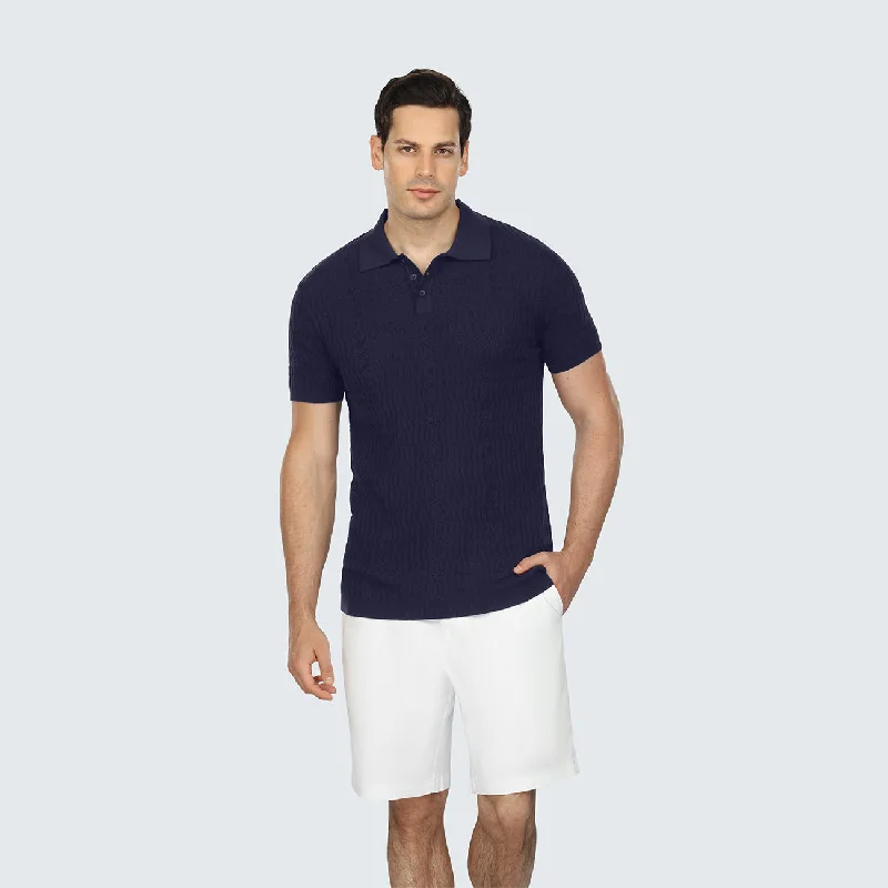 Men's color - block polo shirts with a bold fashion statementTrue Navy Luxe Knit Polo