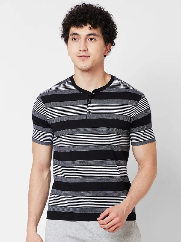 Men's long sleeve classic fit polo shirts with embroidered logosStripe Henley