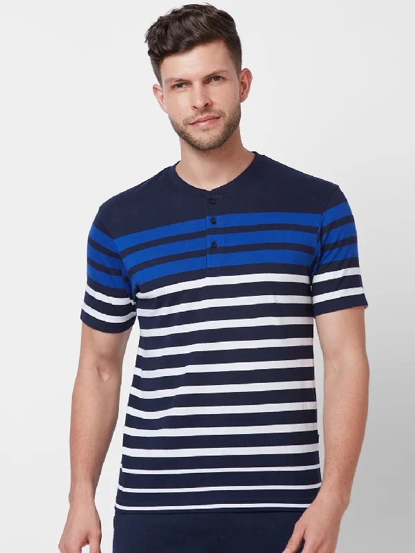 Men's stretchable athletic polo shirts for fitness workoutsStripe Henley