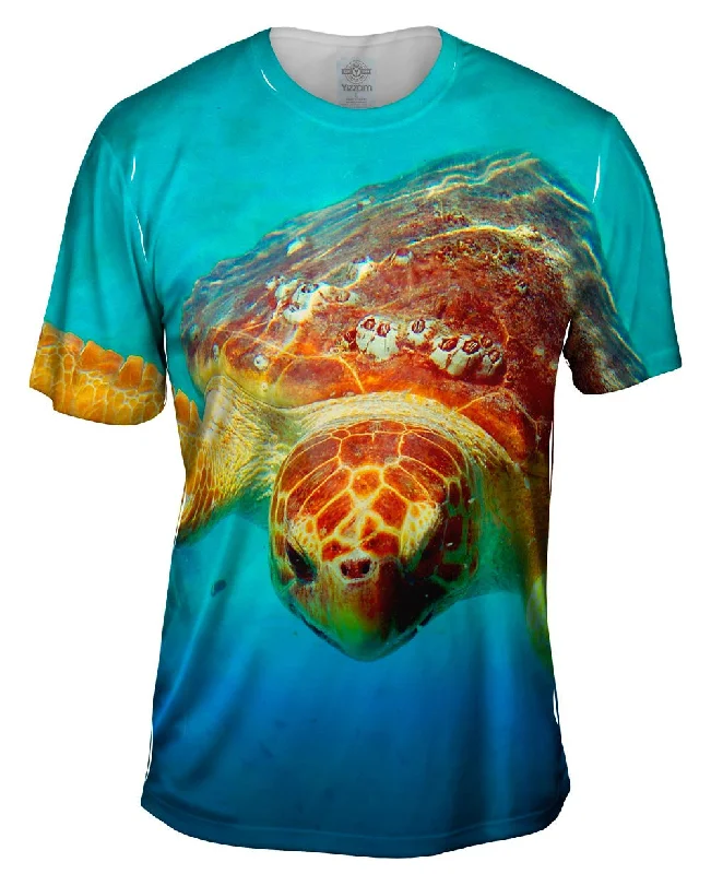 Men's long - sleeve henley t - shirts with button - down placketsDeep Sea Turtle