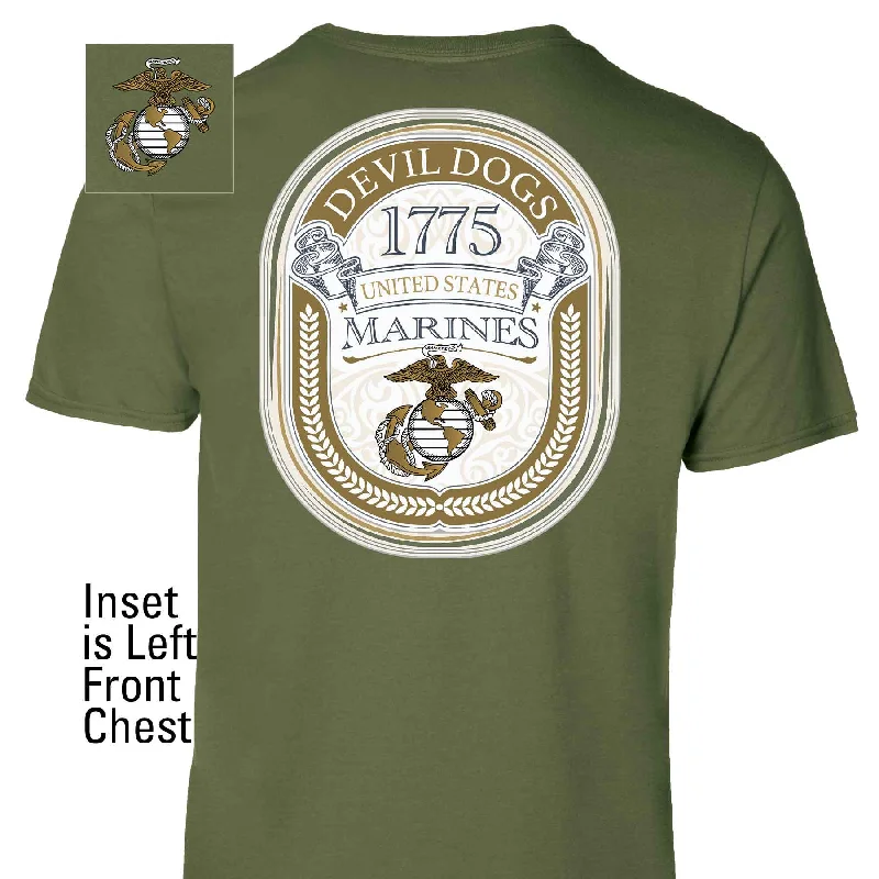 Men's long - sleeve henley t - shirts with button - down placketsDevil Dogs USMC T-shirt