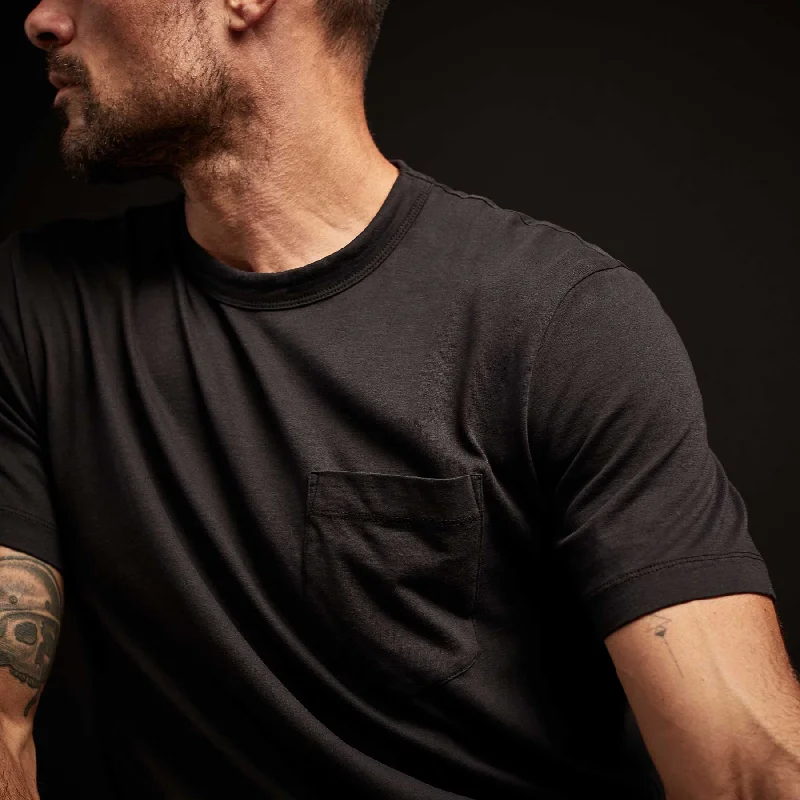 Men's mock - neck t - shirts with a modern and sleek styleBrushed Lotus Jersey Pocket Tee - Black
