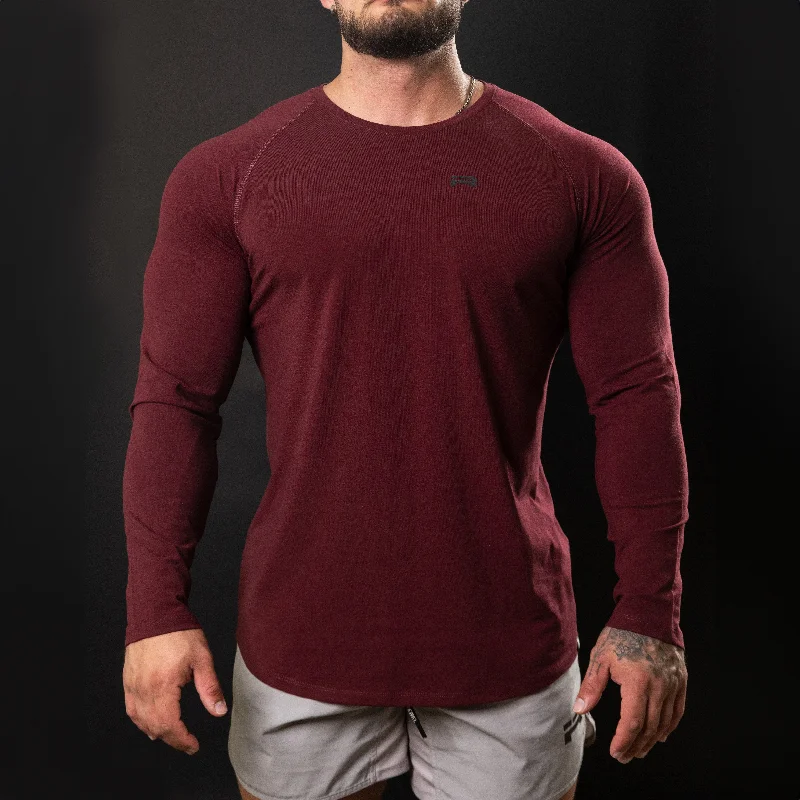 organic cotton men's tank topsElite Long Sleeve Raglan (Ox Blood)