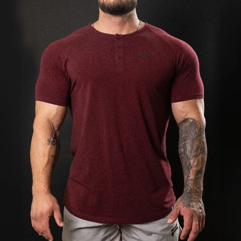 men's tank tops with scoop neckElite Short Sleeve Henley (Ox Blood)