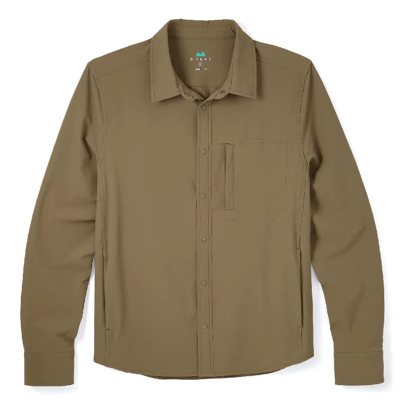 Men's formal - style silk blend polo shirts for special occasionsEveryday Overshirt in Dusky Green Men's formal - style silk blend polo shirts for special occasionsEveryday Overshirt in Dusky Green